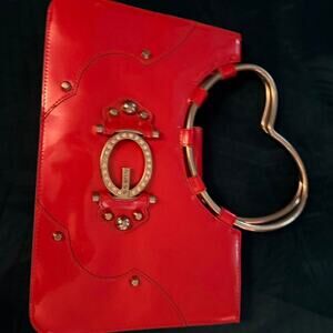 Guess red patent‎ leather handbag